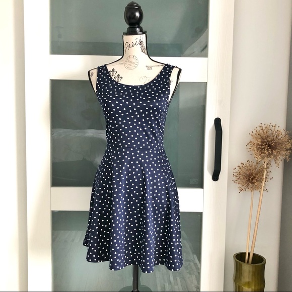 H&M Dresses & Skirts - 💜 3/$30 H&M Divided Dress | Navy with White Polkadot | Small